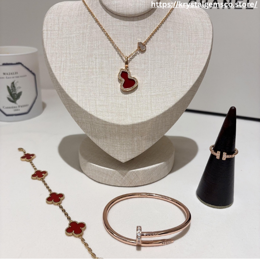 ❤️ Ruby Radiance – 4-Piece Gold & Red Jewelry Set ❤️