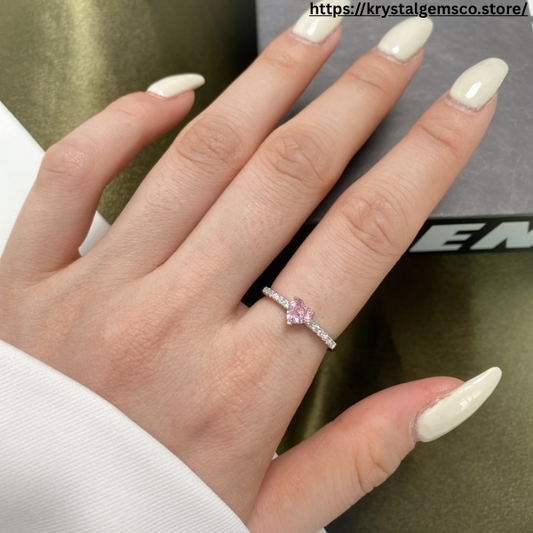 Pink Heart Moissanite Promise Ring – Sterling Love Band