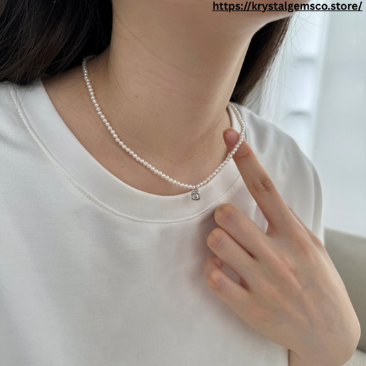 Dainty Pearl Rose Charm Necklace 🌹✨