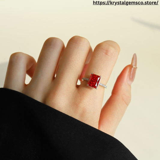"Scarlet Flame" Radiant-Cut Birthstone Ring 🔥❤️