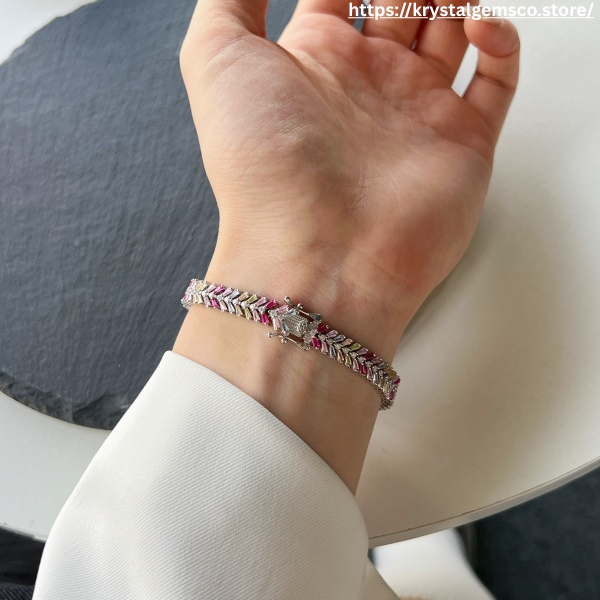 "Crown Me" Princess-Cut Ruby Chevron Bracelet