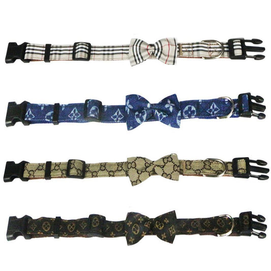 Luxury Bowtie Pet Collars – Designer-Inspired Adjustable Dog & Cat Accessories