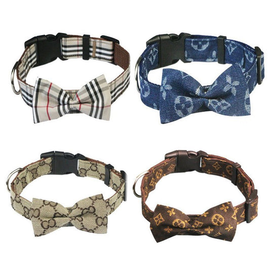 Luxury Bowtie Pet Collars – Designer-Inspired Adjustable Dog & Cat Accessories