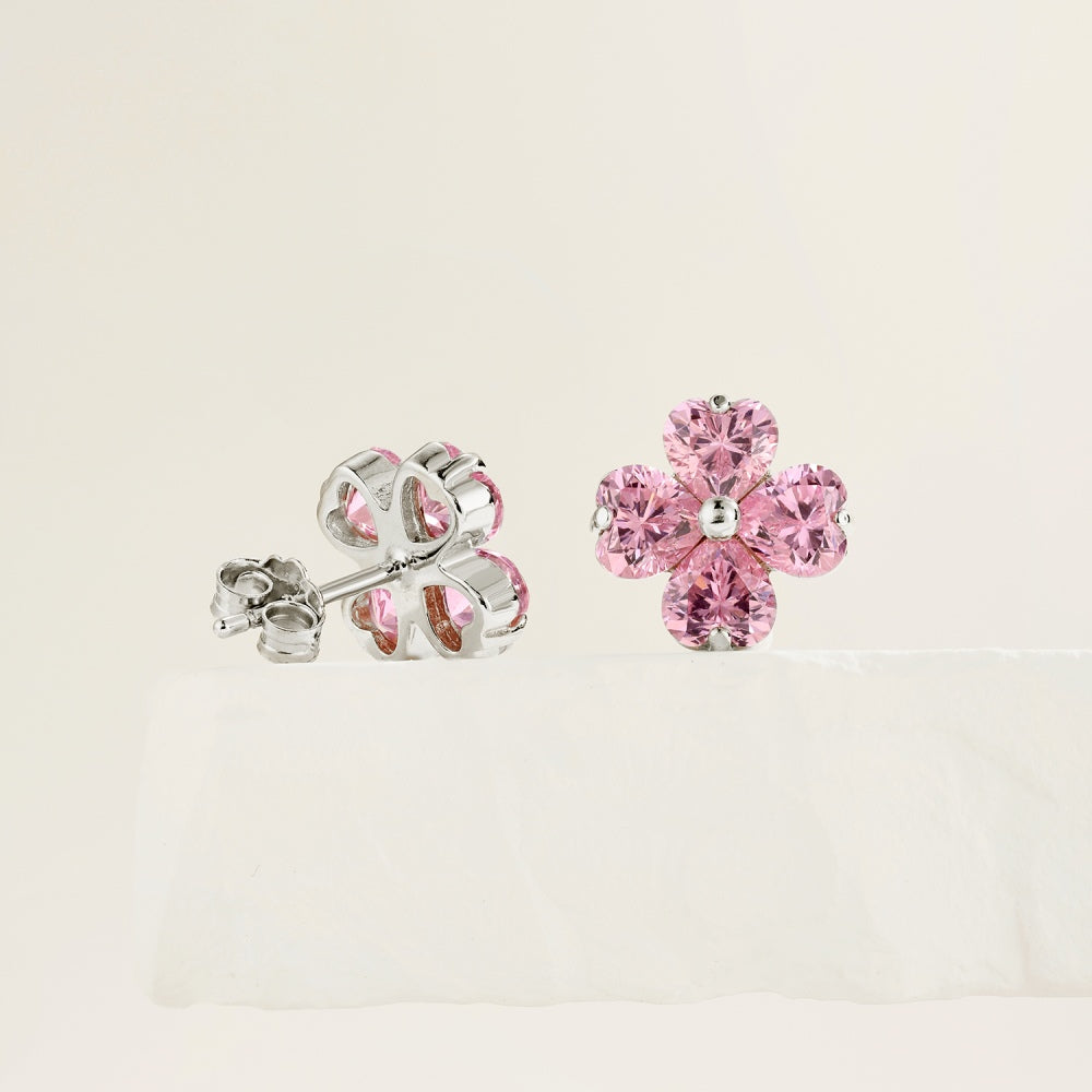 🌸💕 “Rosy Bloom” Pink Crystal Stud Earrings ✨