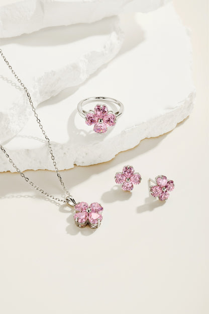 🌸💕 “Rosy Bloom” Pink Crystal Stud Earrings ✨