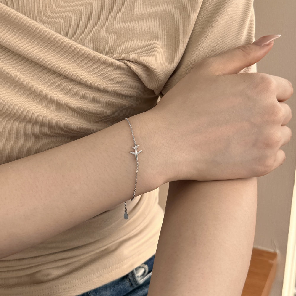 "Fly With Me" Sterling Silver Airplane Bracelet 🌍💫