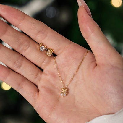 🎁🦌 “Holiday Spark” Reindeer & Gift Stud Earrings ✨🎄