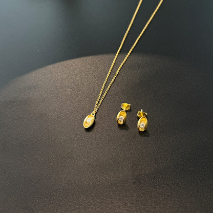 ✨🌼 “Golden Dewdrop” Oval Stud Earrings 💛💧