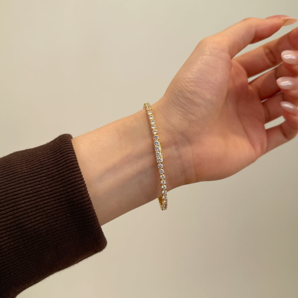 "Golden Hour" Tennis Duo Bracelet in 18K Gold-Plated Shine 🌅💛