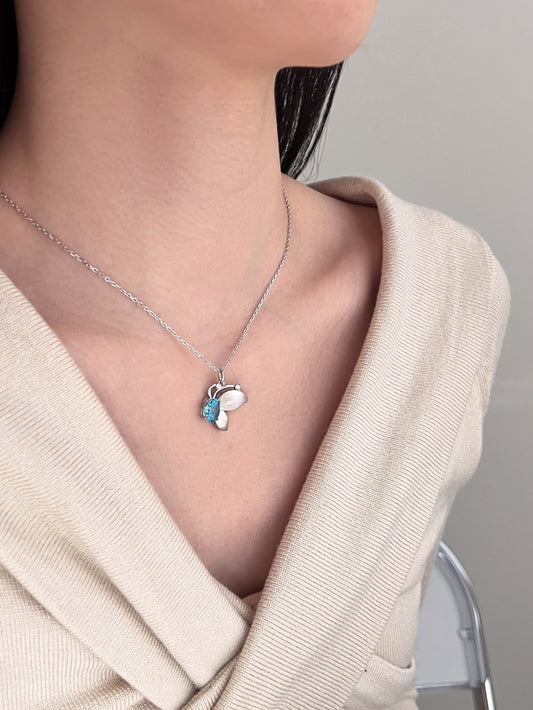 Blue Blossom Leaf Pendant Necklace 🌿💎