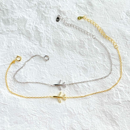 "Fly With Me" Sterling Silver Airplane Bracelet 🌍💫