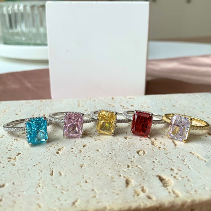 "Scarlet Flame" Radiant-Cut Birthstone Ring 🔥❤️