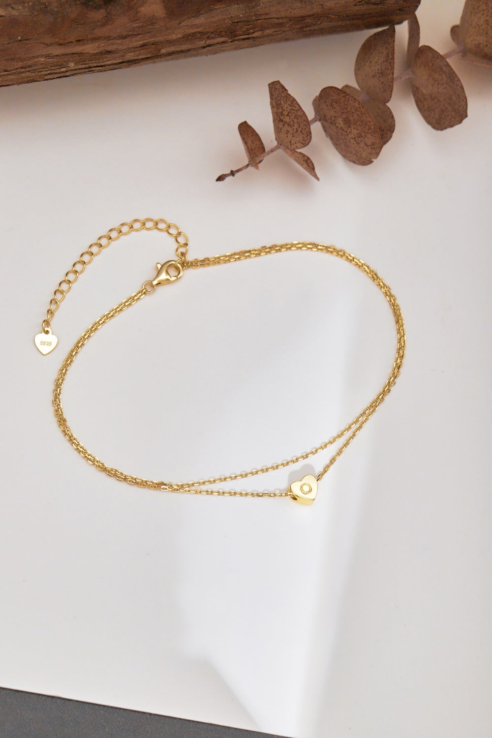 💛✨ Personalized Gold Heart Initial Anklet – "O" Charm ✨💛