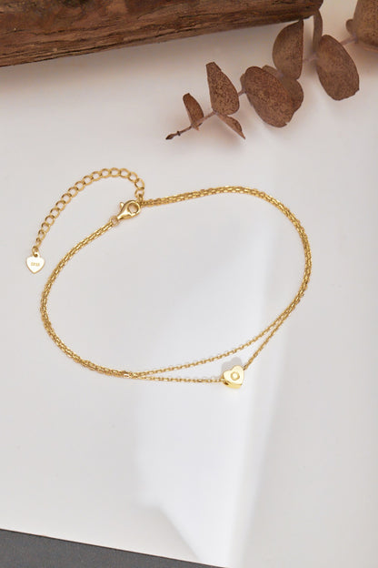 💛✨ Personalized Gold Heart Initial Anklet – "O" Charm ✨💛