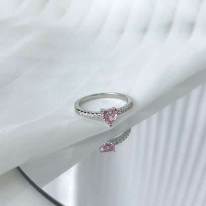 Pink Heart Moissanite Promise Ring – Sterling Love Band