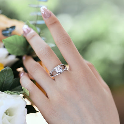 Radiant Halo Split Shank Moissanite Wedding Ring:  💍