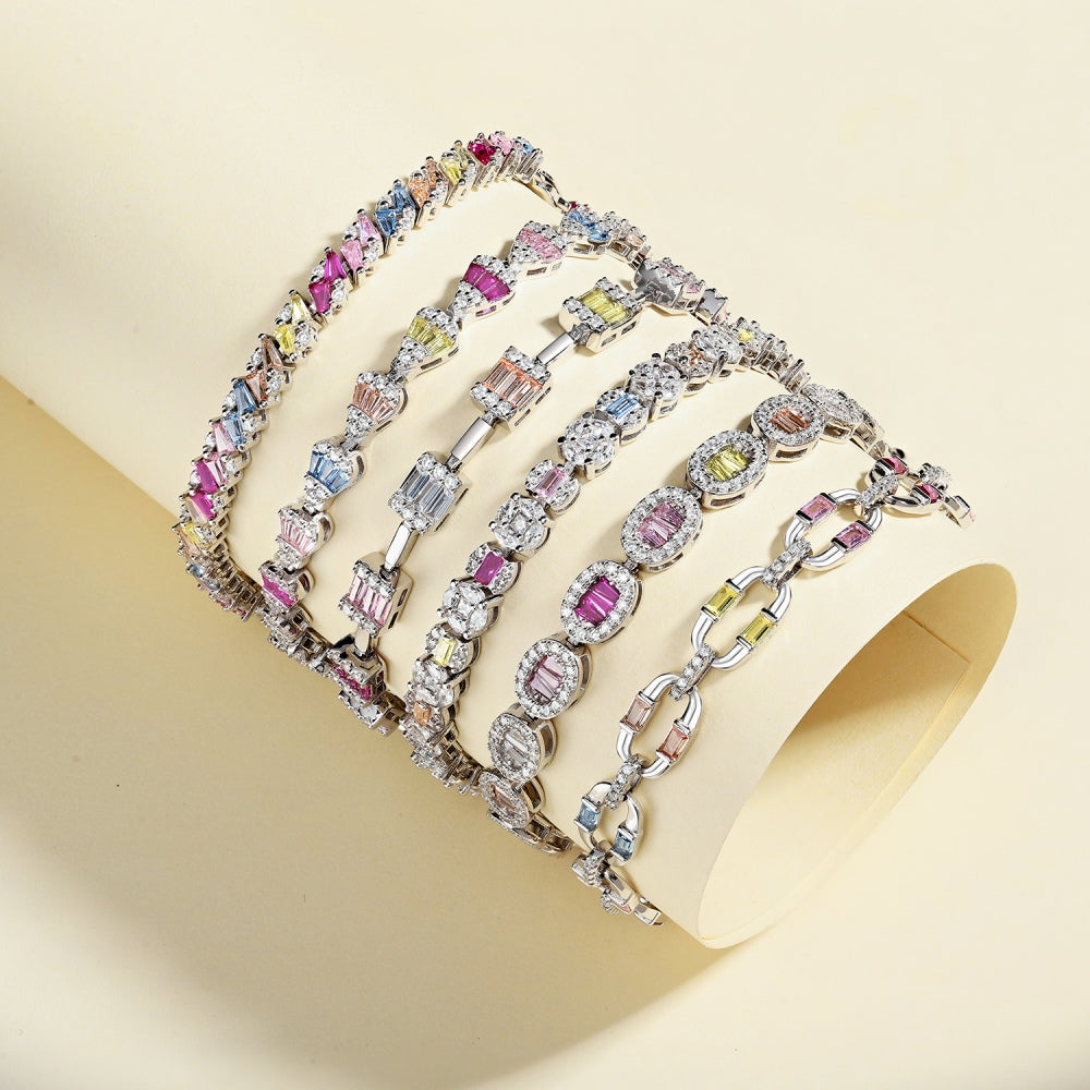 🌈 Carousel Dreams Multicolor Baguette Bracelet in Sterling Silver ✨