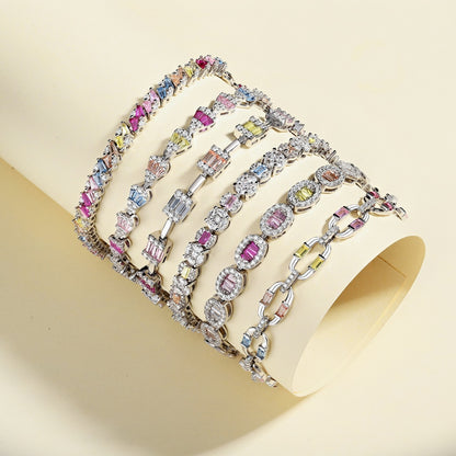 🌈 Carousel Dreams Multicolor Baguette Bracelet in Sterling Silver ✨
