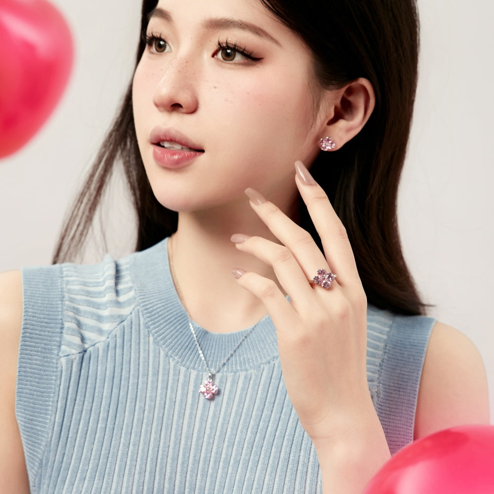 🌸💕 “Rosy Bloom” Pink Crystal Stud Earrings ✨