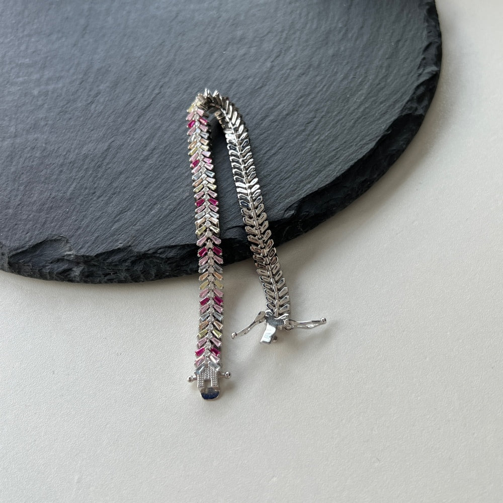 "Crown Me" Princess-Cut Ruby Chevron Bracelet