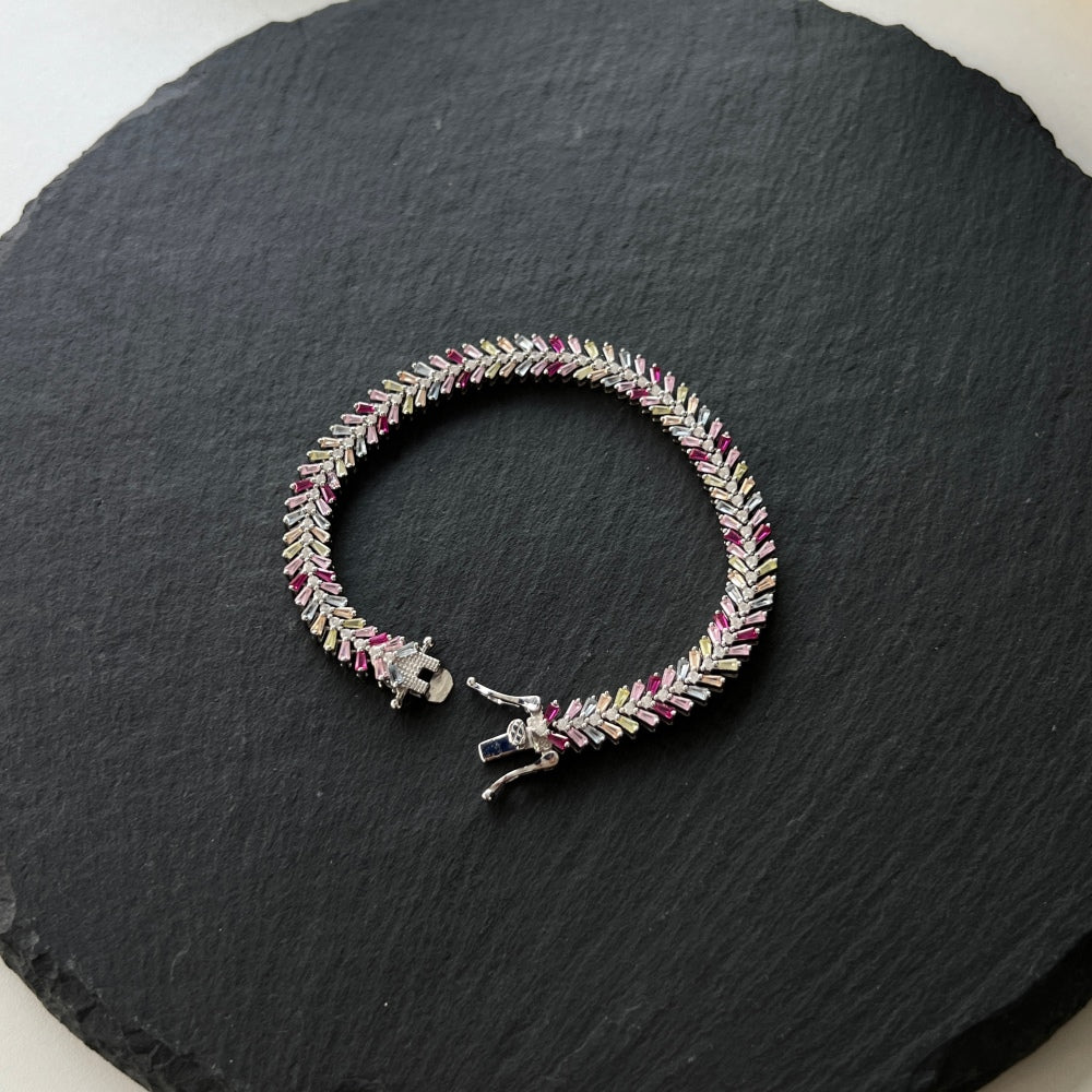 "Crown Me" Princess-Cut Ruby Chevron Bracelet