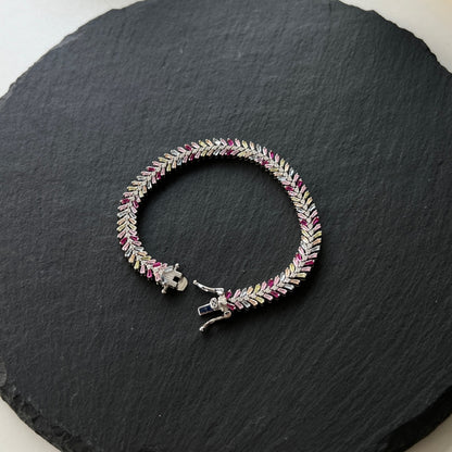 "Crown Me" Princess-Cut Ruby Chevron Bracelet