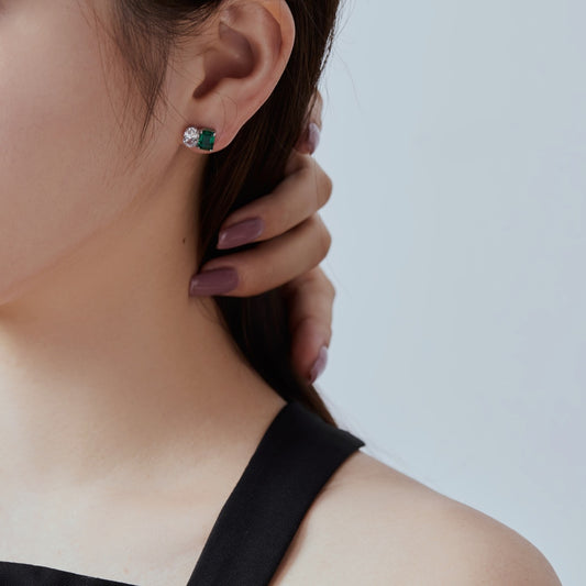 💚✨ “Emerald Spark” Twin Stone Stud Earrings 💎🌿