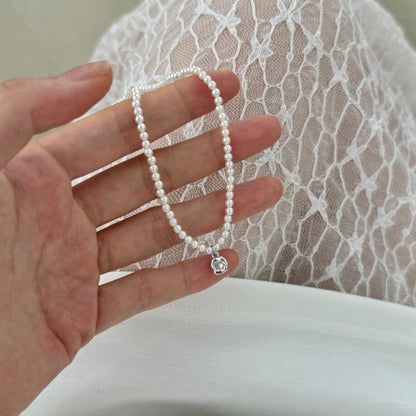 Dainty Pearl Rose Charm Necklace 🌹✨