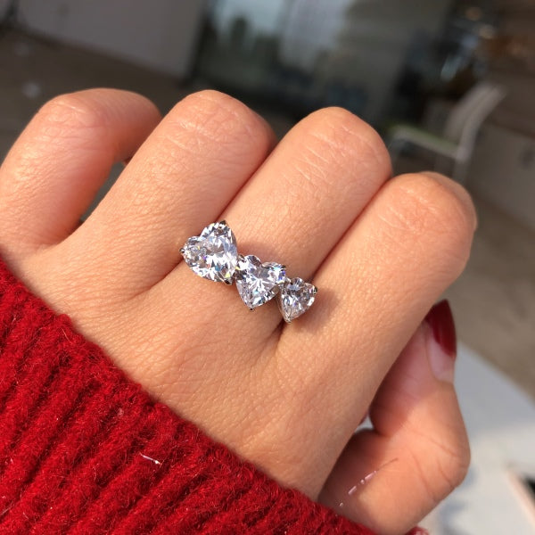 💖 Triple Heart Sparkle Ring – Radiate Love in Every Glance  💍