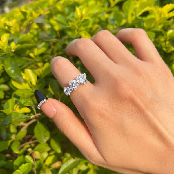 💖 Triple Heart Sparkle Ring – Radiate Love in Every Glance  💍