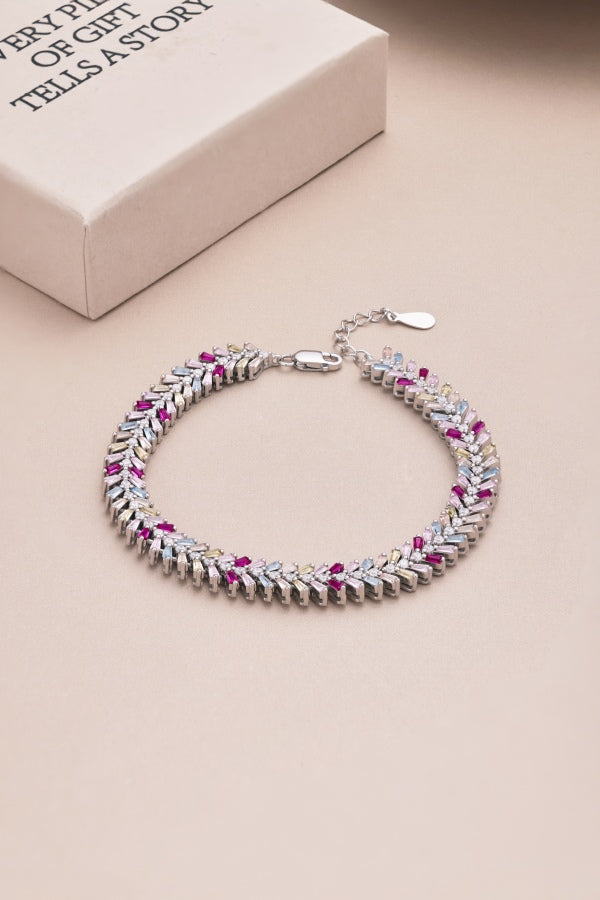 "Crown Me" Princess-Cut Ruby Chevron Bracelet