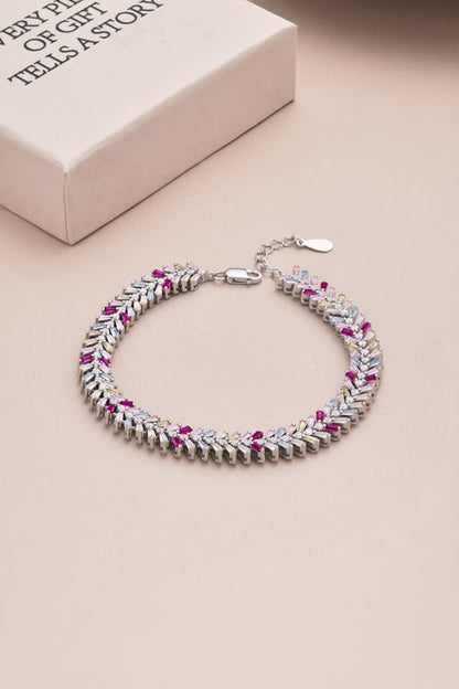 "Crown Me" Princess-Cut Ruby Chevron Bracelet