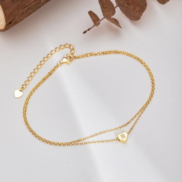 🌟 Personalized Heart Initial Anklet – "B" Charm🌟💛