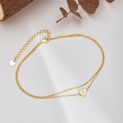 🌟 Personalized Heart Initial Anklet – "B" Charm🌟💛