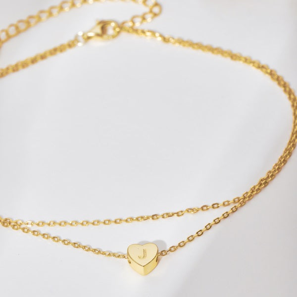 Krystal Gem Co. Adjustable Gold Double-Layer Heart Anklet