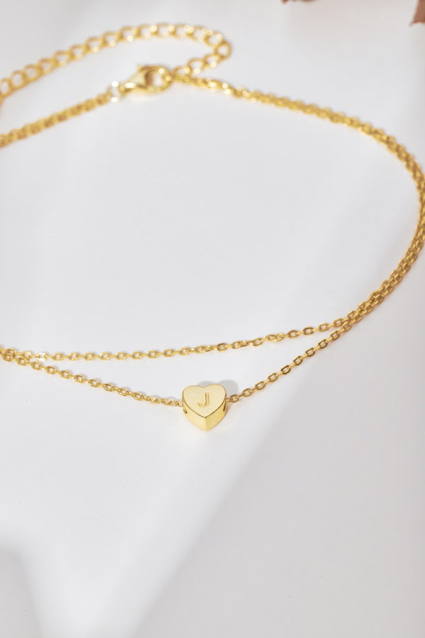 Krystal Gem Co. Adjustable Gold Double-Layer Heart Anklet