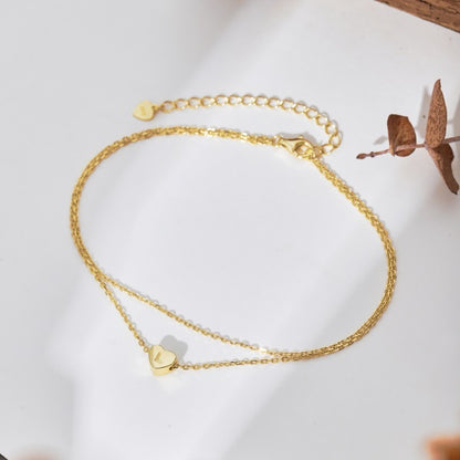 💛✨ Personalized Gold Heart Initial Anklet – "L" Charm ✨💛