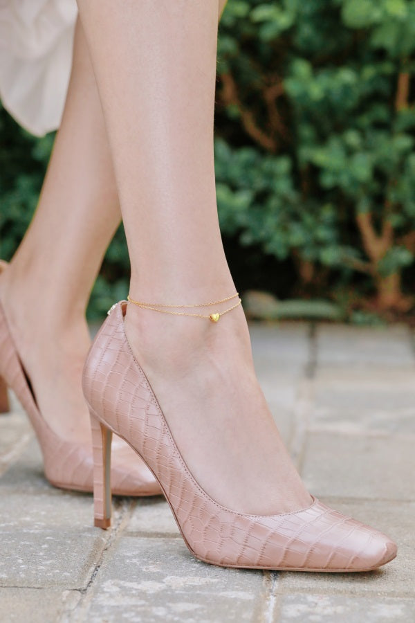 Krystal Gem Co. Adjustable Gold Double-Layer Heart Anklet