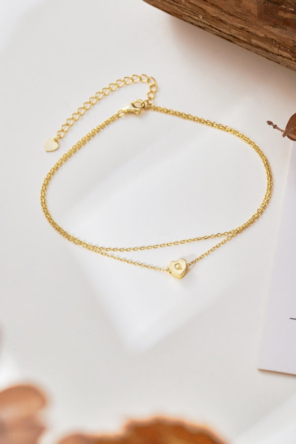 💛✨ Personalized Gold Heart Initial Anklet – “Q” Charm ✨💛