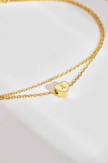 🌟✨ Gold Heart Initial Anklet – “X” Charm ✨🌟