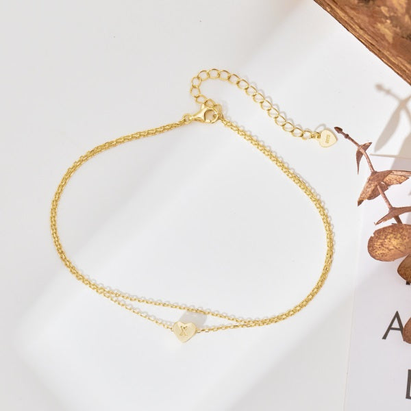 🌟✨ Gold Heart Initial Anklet – “X” Charm ✨🌟