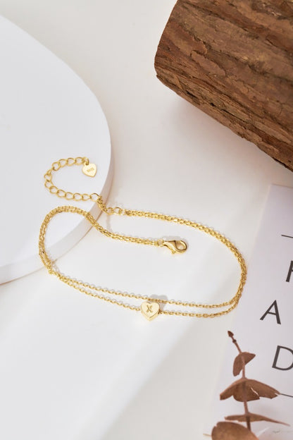 🌟✨ Gold Heart Initial Anklet – “X” Charm ✨🌟