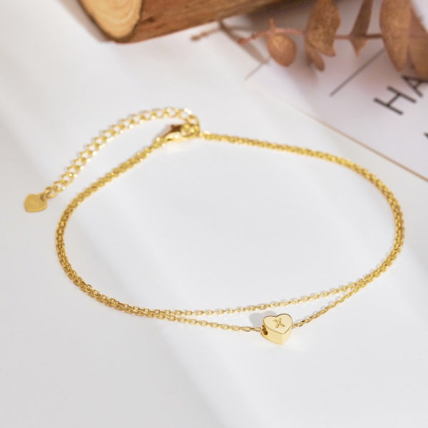 🌟✨ Gold Heart Initial Anklet – “X” Charm ✨🌟