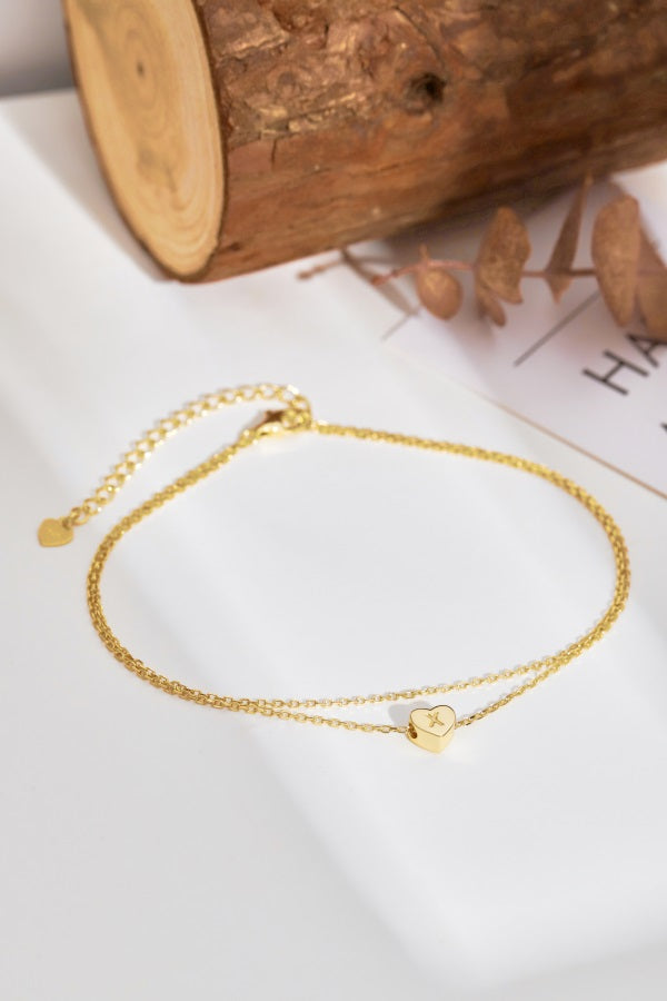 🌟✨ Gold Heart Initial Anklet – “X” Charm ✨🌟