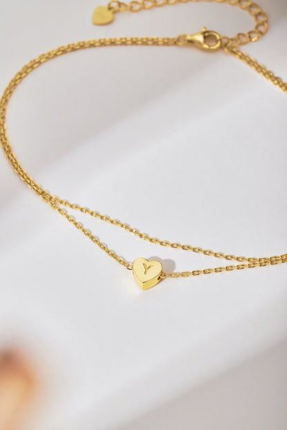 🌟✨ Gold Heart Initial Anklet – “Y” Charm ✨🌟