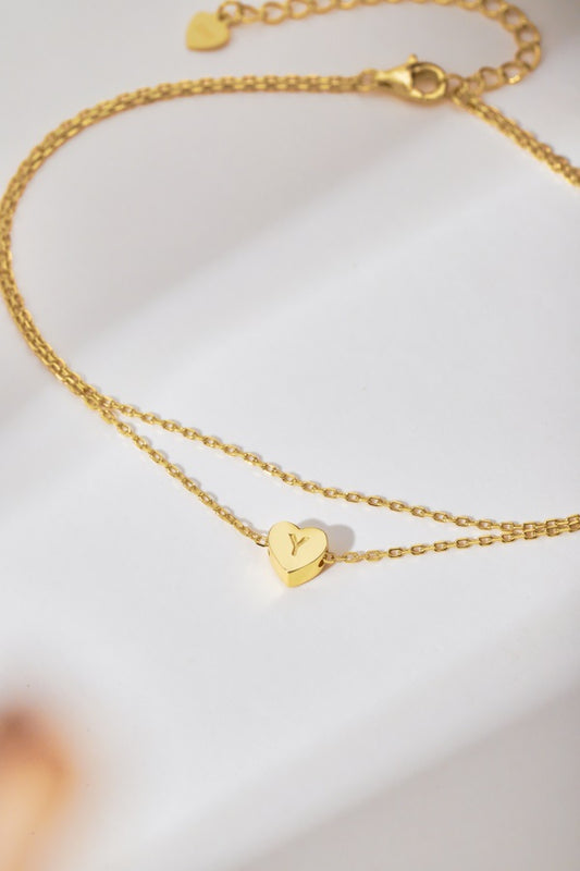 🌟✨ Gold Heart Initial Anklet – “Y” Charm ✨🌟