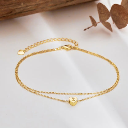 🌟✨ Gold Heart Initial Anklet – “Z” Charm ✨🌟