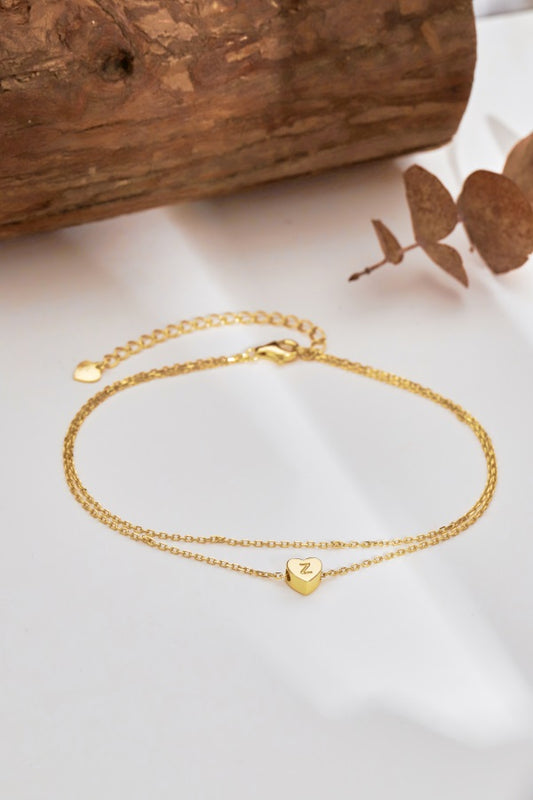 🌟✨ Gold Heart Initial Anklet – “Z” Charm ✨🌟