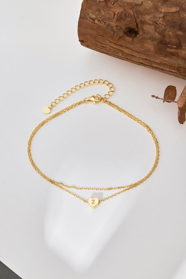 🌟✨ Gold Heart Initial Anklet – “Z” Charm ✨🌟