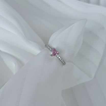 Pink Heart Moissanite Promise Ring – Sterling Love Band